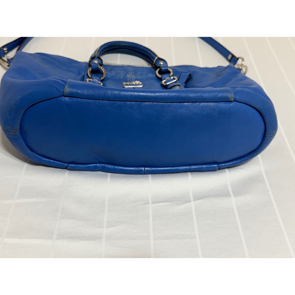 Coach Madison Madeline East West Satchel Blue Leather Handbag 21222 - Picture 4 of 14